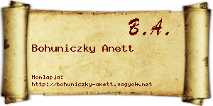 Bohuniczky Anett névjegykártya